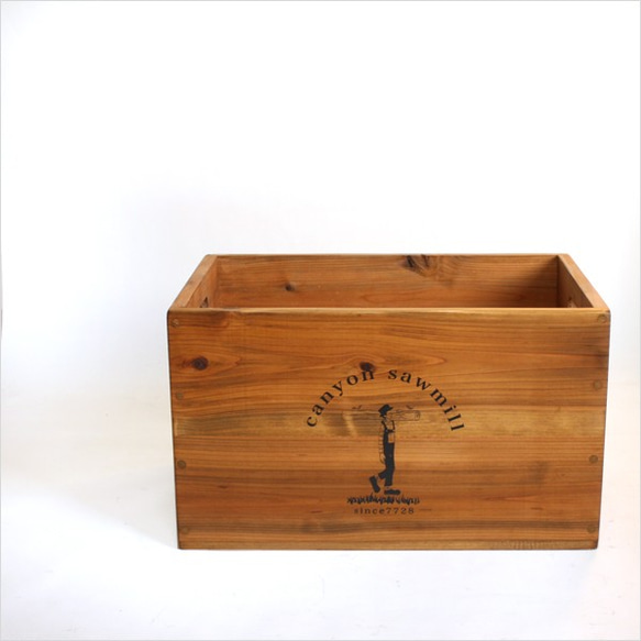 CanyonSawmill woodbox logo blk size M　受注生産　木箱　収納ボックス　収納ケース 2枚目の画像