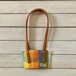 SOKONUKE BAG ＊レザーハンドルシリーズ （Colorful Checked）ドリンクホルダー　エコバッグ 5枚目の画像