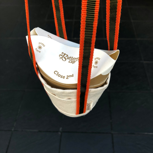 SOKONUKE BAG ＊ツートンハンドル （Orange×Olive）ドリンクホルダー　エコバッグ 4枚目の画像