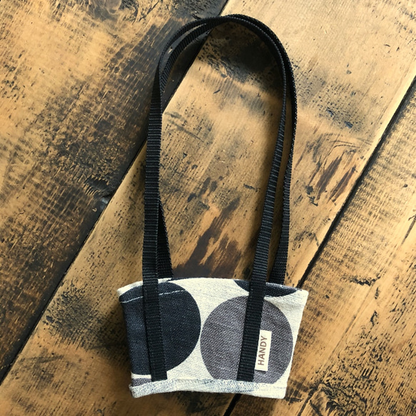 SOKONUKE BAG ＊ビッグドット（Black handle）ドリンクホルダー　エコバッグ　ポーチ付き 3枚目の画像