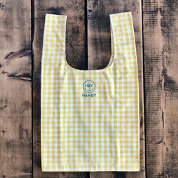 eco bag　お買い物バッグ　ちょっこっとバッグ　（Yellow Gingham Check） 1枚目の画像