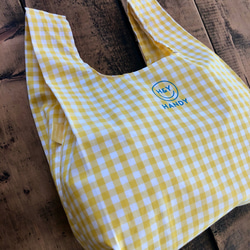 eco bag　お買い物バッグ　ちょっこっとバッグ　（Yellow Gingham Check） 2枚目の画像