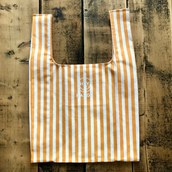eco bag　お買い物バッグ　（Orange Stripes） 2枚目の画像