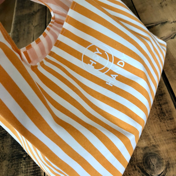 eco bag　お買い物バッグ　（Orange Stripes） 3枚目の画像
