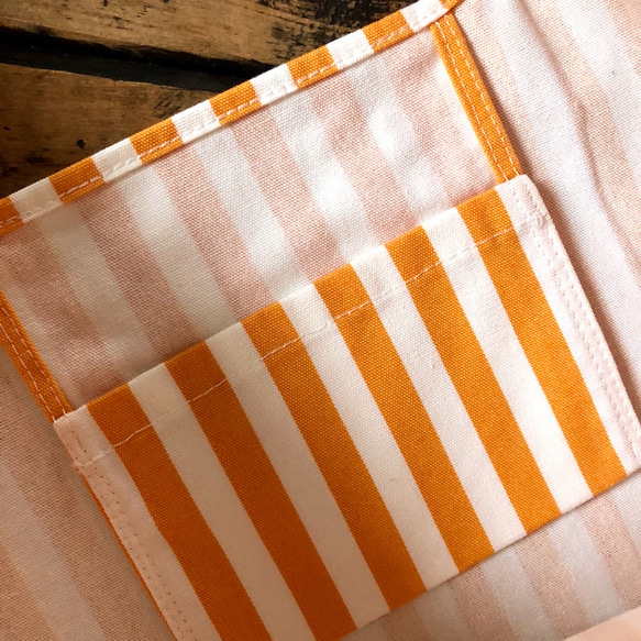 eco bag　お買い物バッグ　（Orange Stripes） 5枚目の画像