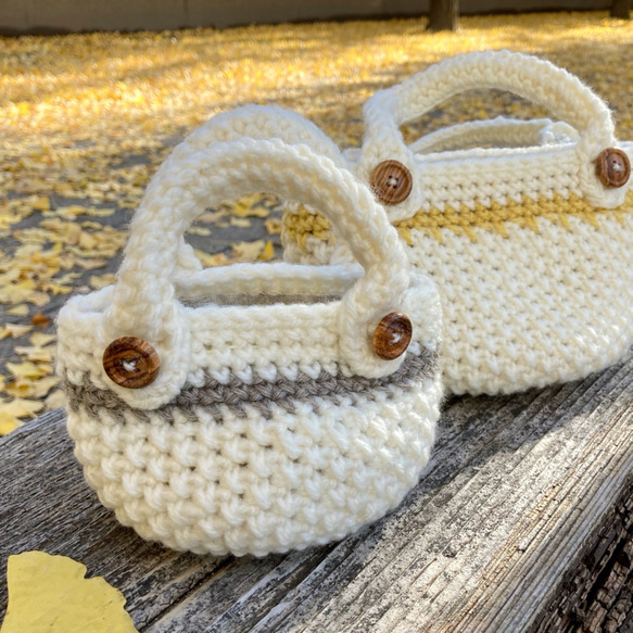 エコバッグが入る小さくてかわいい knit  bag（エコバッグ付き） mini size ：white 10枚目の画像