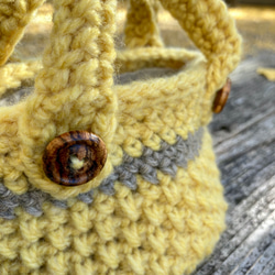 エコバッグが入る小さくてかわいい knit  bag（エコバッグ付き） mini size ：yellow 2枚目の画像
