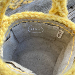 エコバッグが入る小さくてかわいい knit  bag（エコバッグ付き） mini size ：yellow 3枚目の画像
