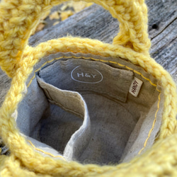 エコバッグが入る小さくてかわいい knit  bag（エコバッグ付き） mini size ：yellow 4枚目の画像