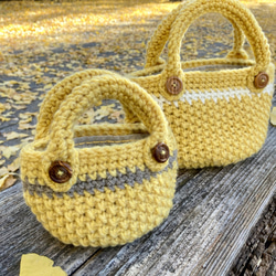 エコバッグが入る小さくてかわいい knit  bag（エコバッグ付き） mini size ：yellow 10枚目の画像