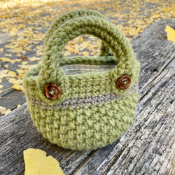 エコバッグが入る小さくてかわいい knit  bag（エコバッグ付き） mini size ：green 1枚目の画像