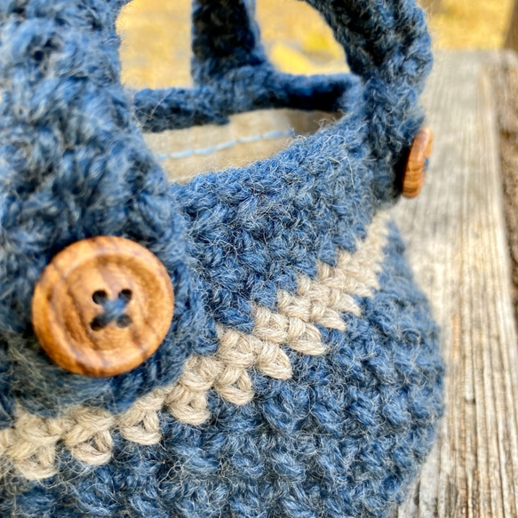 エコバッグが入る小さくてかわいい knit  bag（エコバッグ付き） mini size ：navy 2枚目の画像