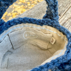 エコバッグが入る小さくてかわいい knit  bag（エコバッグ付き） mini size ：navy 3枚目の画像