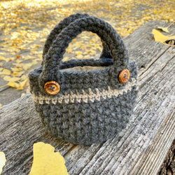 エコバッグが入る小さくてかわいい knit  bag（エコバッグ付き） mini size ：navy 1枚目の画像