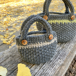 エコバッグが入る小さくてかわいい knit  bag（エコバッグ付き） mini size ：navy 10枚目の画像