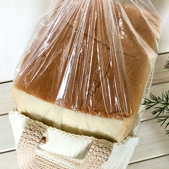 Bread bag  食パン専用のエコバッグ☆ 　便利なスクエアバッグ　＜Mocha＞ 3枚目の画像