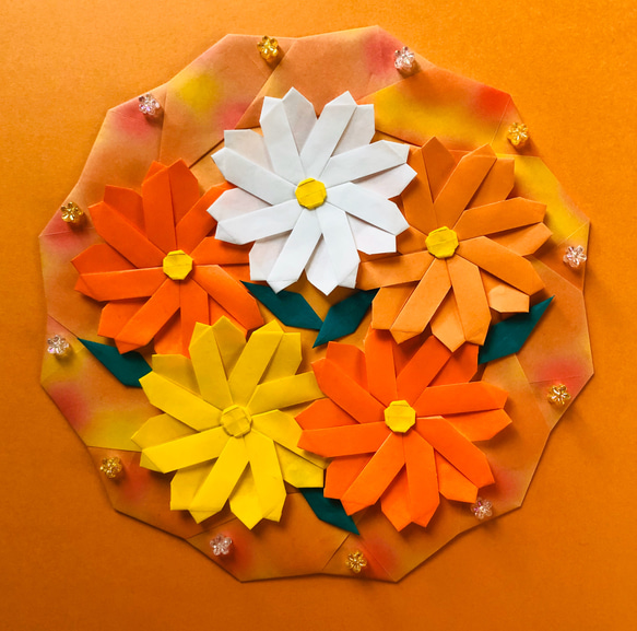 折り紙秋リース＊コスモス・ビタミンカラー リース ケロティ(只今