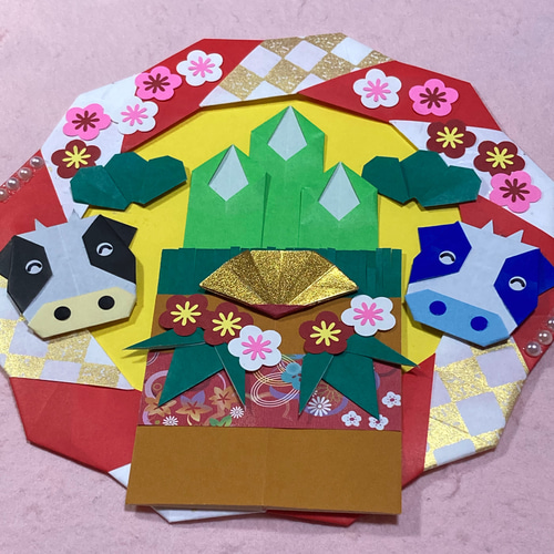 折り紙お正月リース＊門松・丑年バージョン リース ケロティ(只今