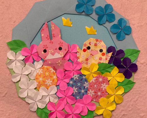 購入不可】折り紙 うさぎ春花いっばい 入学、入園準備リース