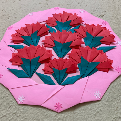 折り紙カーネーションリース＊レッド リース ケロティ(只今、発送まで