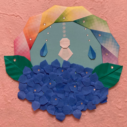 折り紙リース雨上がりの紫陽花＊シアン 1枚目の画像
