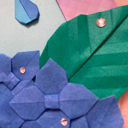 折り紙リース雨上がりの紫陽花＊シアン 4枚目の画像