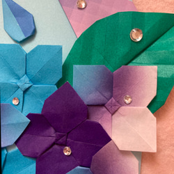 折り紙リース雨上がりの紫陽花＊ブルー&バイオレット 4枚目の画像