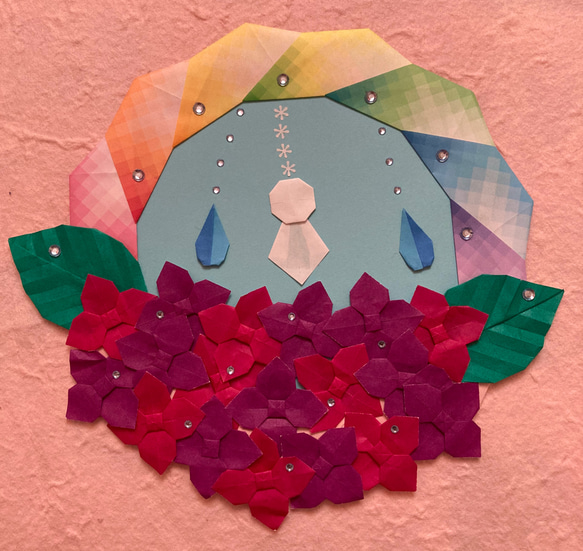 折り紙リース雨上がりの紫陽花＊パープル 1枚目の画像