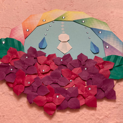 折り紙リース雨上がりの紫陽花＊パープル 3枚目の画像
