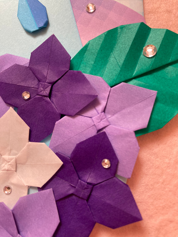 折り紙リース雨上がりの紫陽花＊バイオレット 4枚目の画像