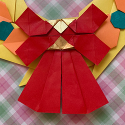 折り紙クリスマスリース＊ひいらぎとリボン・イエロー 4枚目の画像