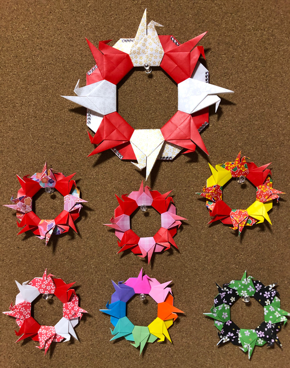 折り紙お正月リース＊鶴 リース ケロティ(只今、発送まで10〜15