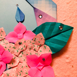 折り紙リース雨上がりの紫陽花＊小花ピンク 4枚目の画像