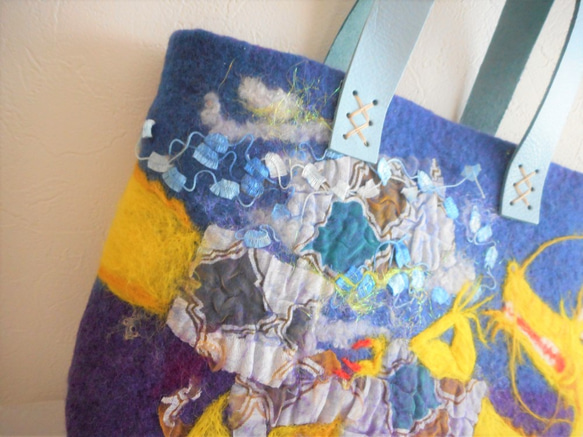 Monica様オーダー品 龍が舞うバッグ 青×紫 3枚目の画像