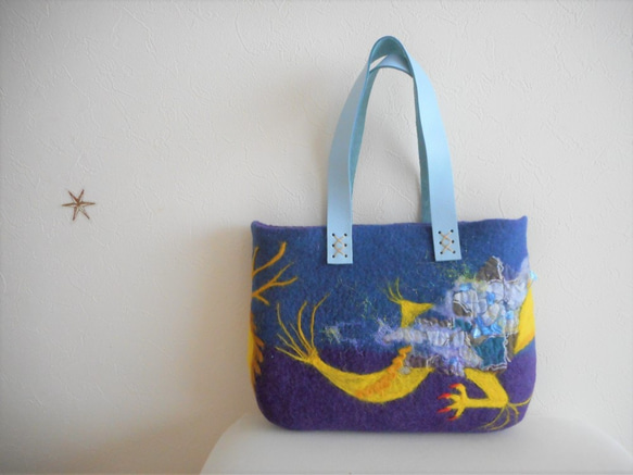 Monica様オーダー品 龍が舞うバッグ 青×紫 4枚目の画像