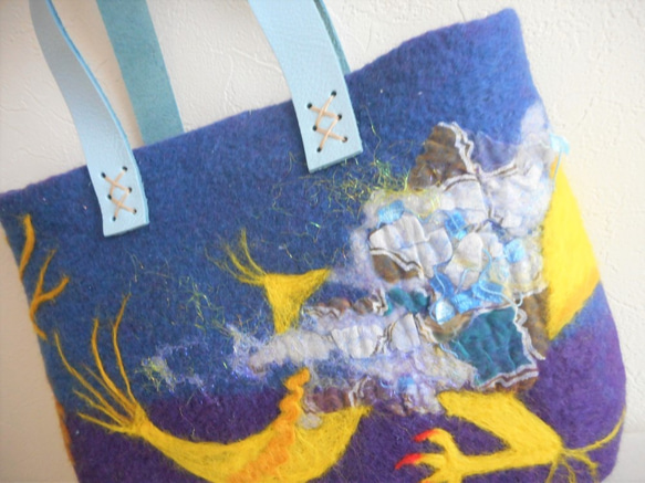 Monica様オーダー品 龍が舞うバッグ 青×紫 5枚目の画像