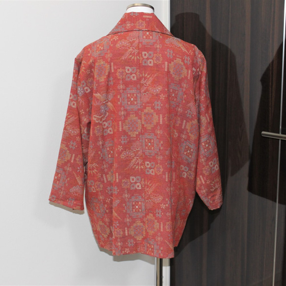 着物リメイク・ウールの着物から八分袖ドルマンスリーブコート 3枚目の画像