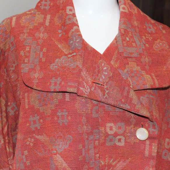 着物リメイク・ウールの着物から八分袖ドルマンスリーブコート 6枚目の画像
