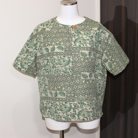 着物リメイク・ウールの着物からチュニック　Sサイズ 3枚目の画像