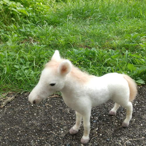 リアル羊毛フェルト 白い子馬 ぬいぐるみ あのこのあしおと 通販 