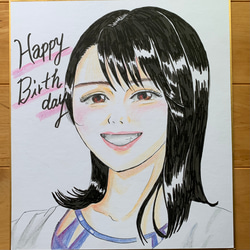 似顔絵(白黒またはカラー) 2名まで色紙にお描きします イラスト