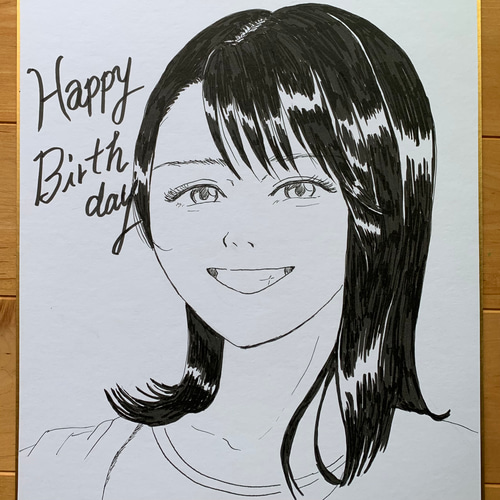 似顔絵(白黒またはカラー) 2名まで色紙にお描きします イラスト