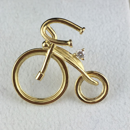 K18YG製 レトロ調 バイスクル ブローチ