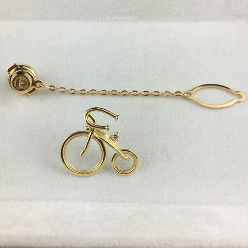 K18YG製 レトロ調 バイスクル ブローチ