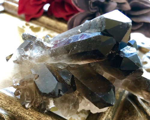 スモーキークォーツクラスター原石 288.0g (グラウディング石) 天然石