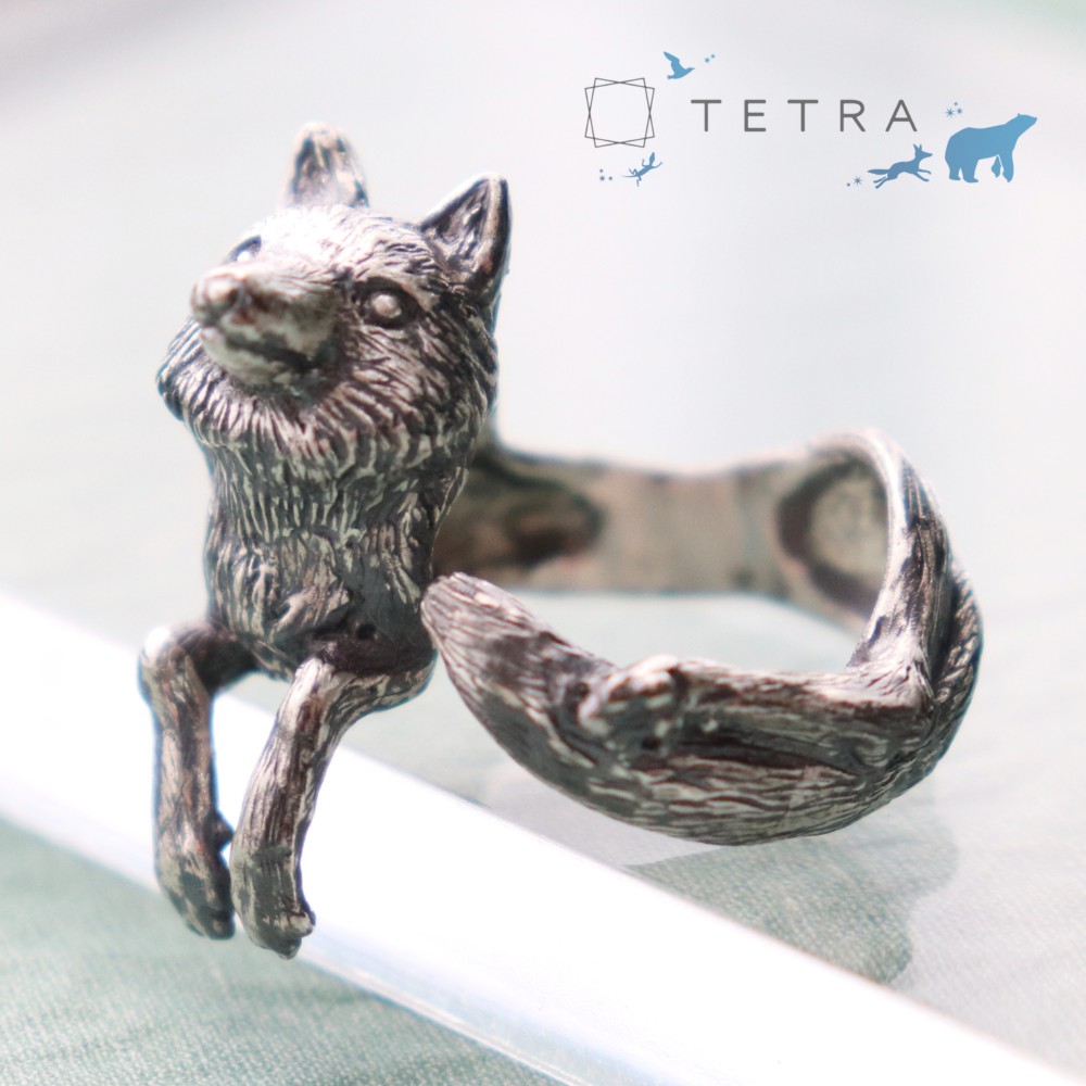 【受注製作】まったりくつろぐモフモフおキツネさまのリング【Silver925製】【フリーサイズ】