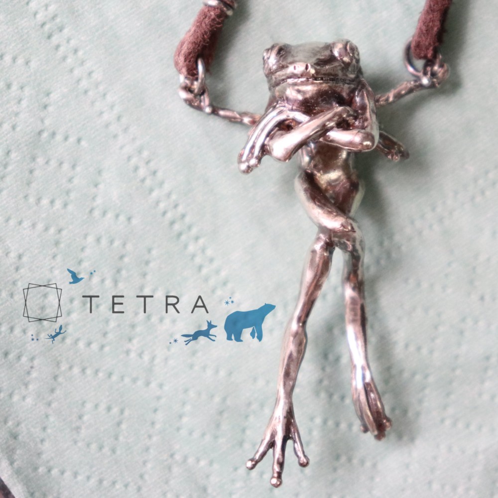 物見遊山するカエルのペンダント【silver925製】