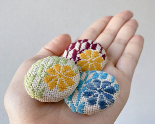 ハイカラさん 】こぎん刺しブローチ / ヘアゴム / ポニーフック