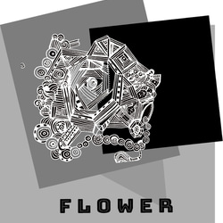 flower 花の絵　ゼンタングル風 2枚目の画像