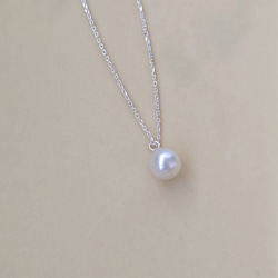 母の日に♡-Silver 925~国産アコヤ本真珠　8mm 1粒　シルバーチェーンネックレス 10枚目の画像